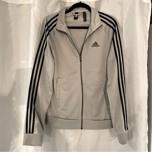 Adidas light gray track jacket/sweater - Picture 1 of 4